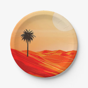 Minimalist Summer Desert Oasis Paper Plate