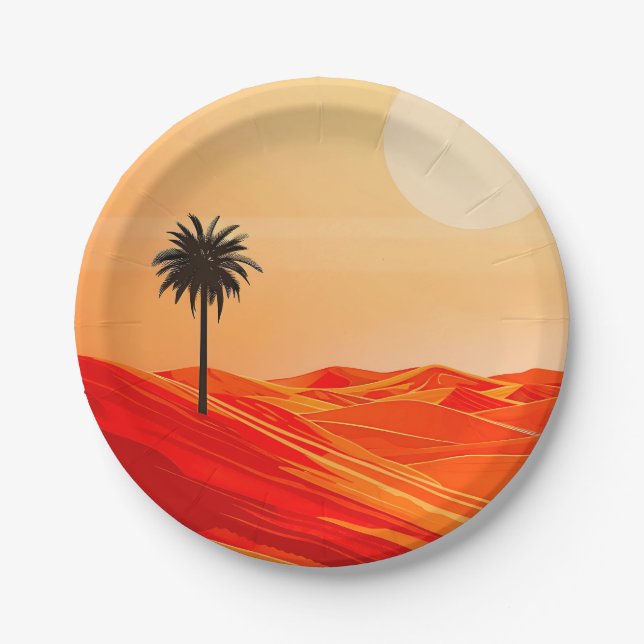Minimalist Summer Desert Oasis  Paper Plate (Front)