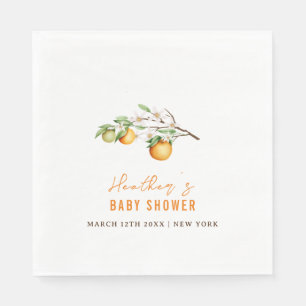 Minimalist Summer Orange Citrus Baby Shower  Napkin