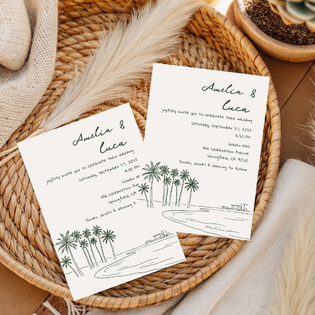 Minimalist Summer Romantic Palm wedding Invitation (Creator Uploaded)