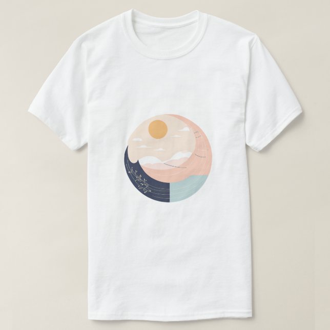 Minimalist Sun and Moon Boho Mug – Celestial Line  T-Shirt (Design Front)