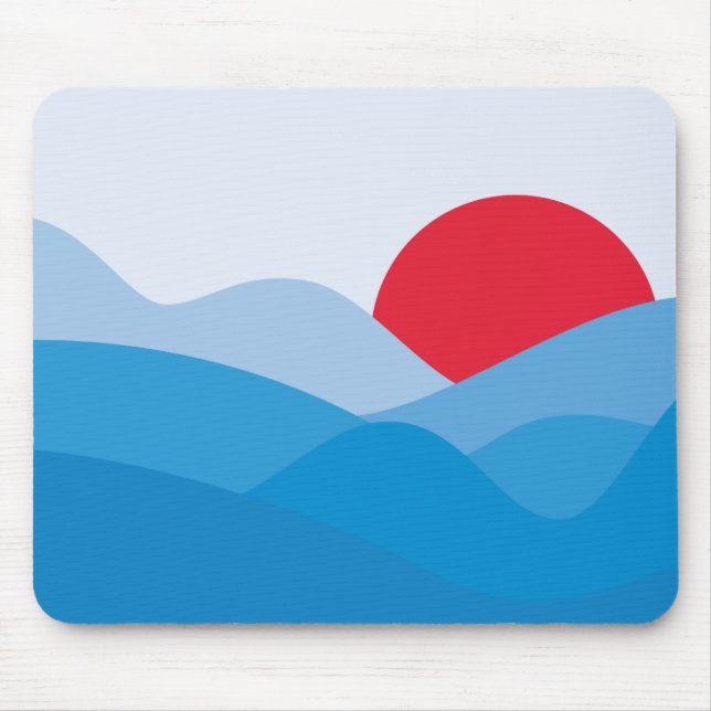 Minimalist Sun Blue Mouse Mat (Front)