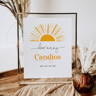 Minimalist sun how many candies baby shower poster