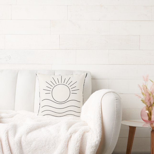 Minimalist Sun Line Art Throw Pillow (Couch)