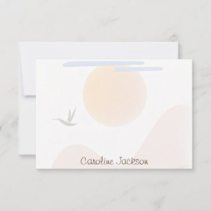 Minimalist sun, mountain and bird personalised card