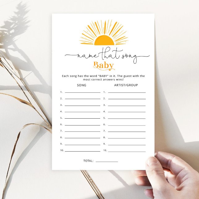 Minimalist sun Name that song baby shower game (Creator Uploaded)
