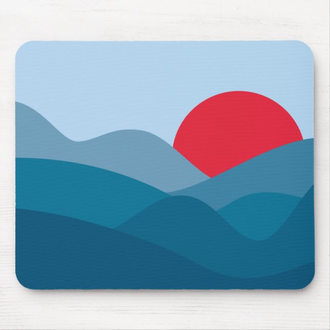 Minimalist Sun Prussian Blue Mouse Mat (Front)
