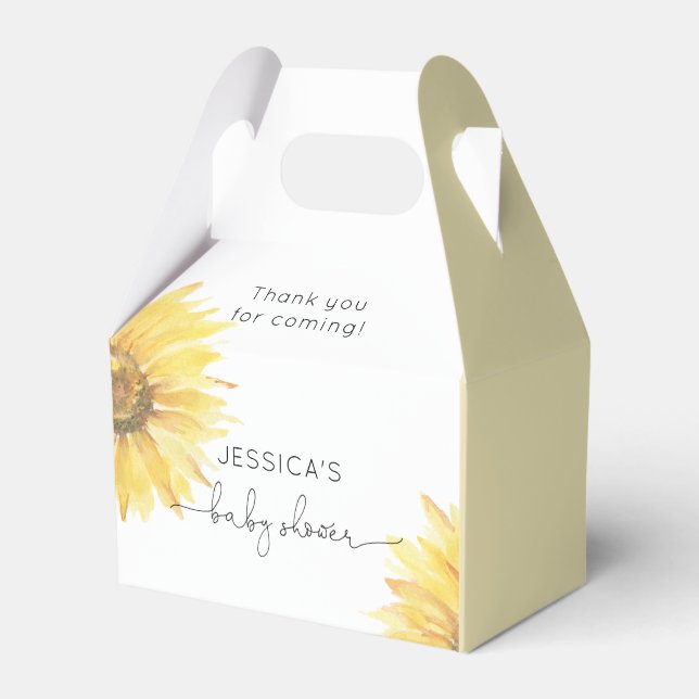 Minimalist sunflower baby shower favour box (Front Side)