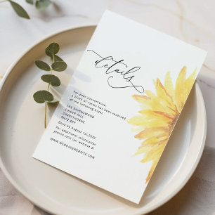 Minimalist sunflower boho wedding details enclosure card