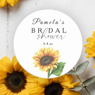 Minimalist sunflower Bridal Shower  Classic Round Sticker