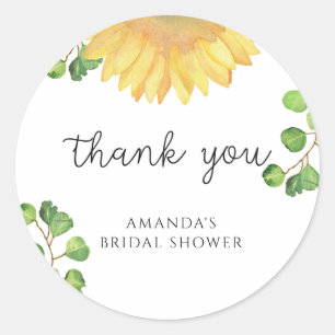 Minimalist sunflower bridal shower  classic round sticker
