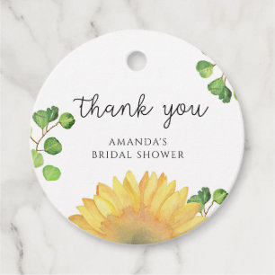 Minimalist sunflower bridal shower favour tags