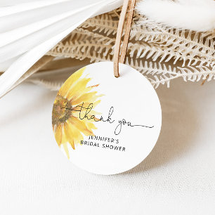Minimalist sunflower bridal shower favour tags