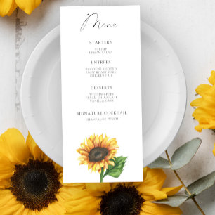 Minimalist sunflower Bridal shower menu