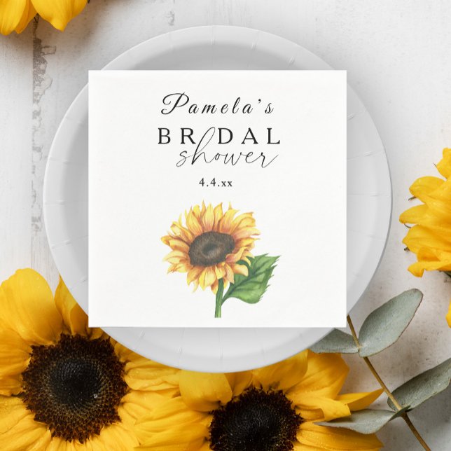 Minimalist sunflower Bridal Shower  Napkin (Creator Uploaded)