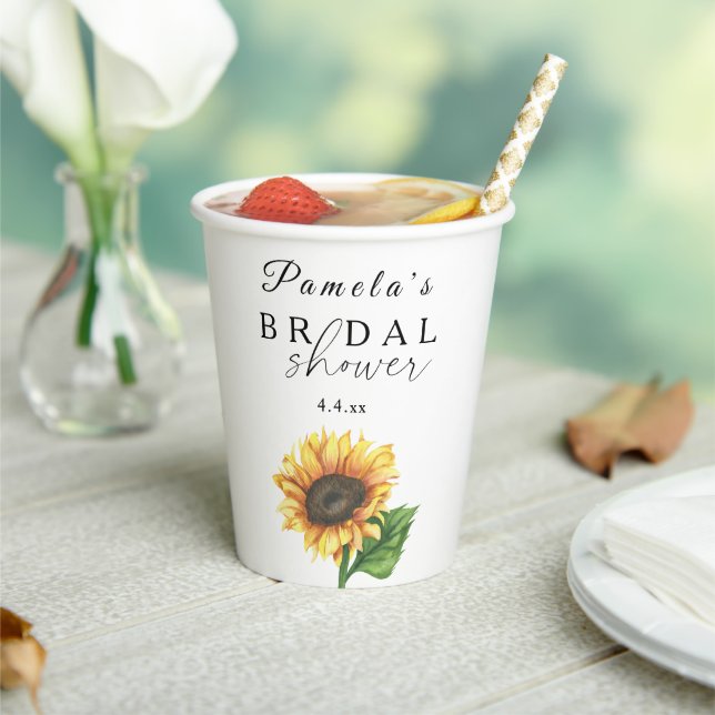 Minimalist sunflower Bridal Shower  Paper Cups (Insitu)