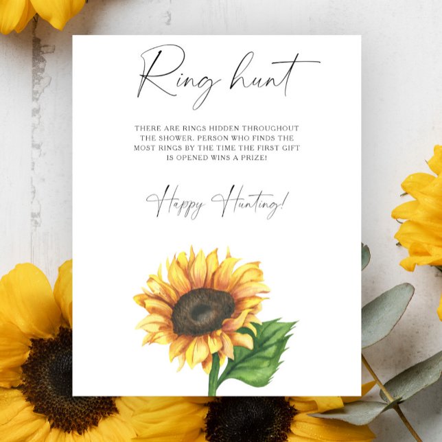 Minimalist sunflower bridal shower Ring hunt game Poster (Creator Uploaded)