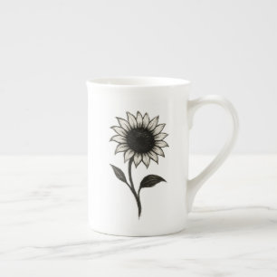 Minimalist Sunflower – Elegant Botanical Design on Bone China Mug