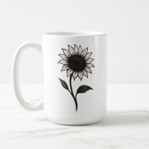 Minimalist Sunflower – Elegant Botanical Design on Coffee Mug
