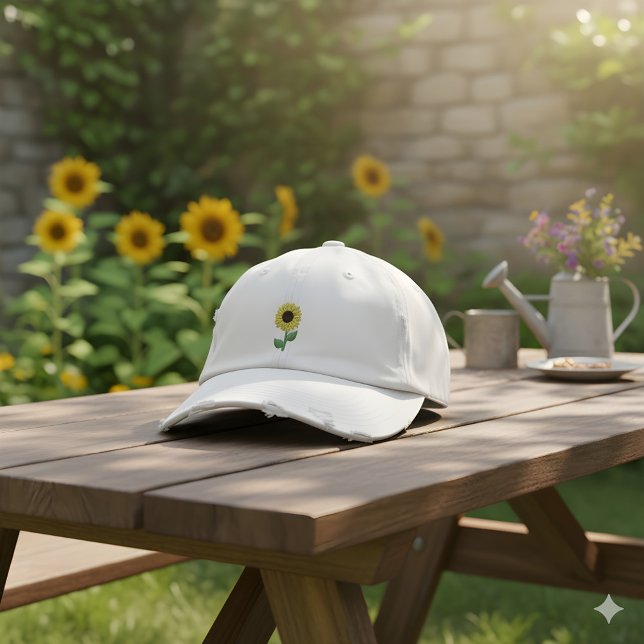 Minimalist Sunflower Embroidered Baseball Cap | Sm (Creator Uploaded)