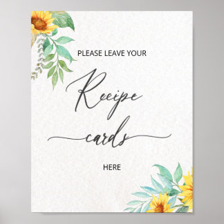 Minimalist sunflower leave your recipe card here poster