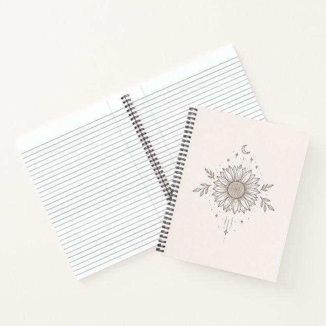 Minimalist Sunflower & Moon Design Notebook (Inside)