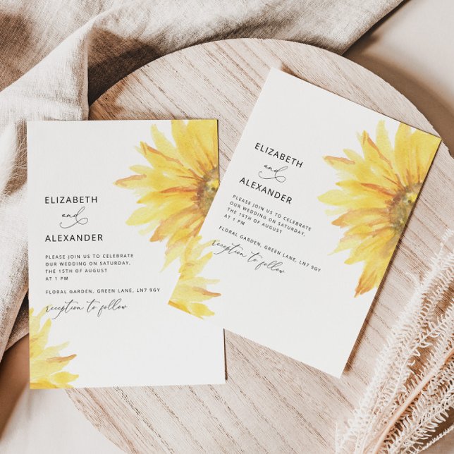 Minimalist sunflower wedding invitation (Creator Uploaded)