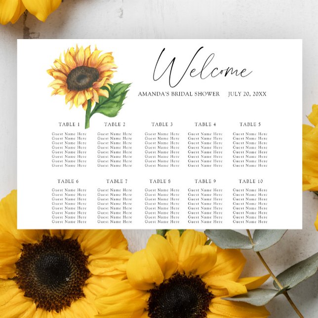 Minimalist sunflower Wedding seating chart (Creator Uploaded)