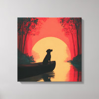 Minimalist Sunset Black Labrador Dog