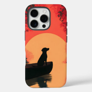 Minimalist Sunset Black Labrador Dog iPhone 16 Pro Case
