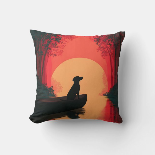 Minimalist Sunset Black Labrador Dog Cushion (Front)