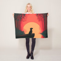 Minimalist Sunset Black Labrador Dog