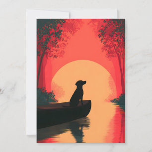 Minimalist Sunset Black Labrador Dog Holiday Card