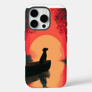 Minimalist Sunset Black Labrador Dog iPhone 16 Pro Case