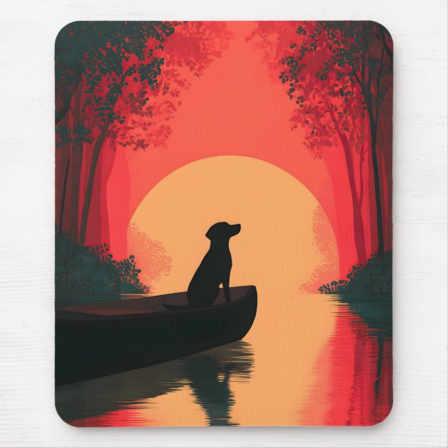 Minimalist Sunset Black Labrador Dog Mouse Mat (Front)