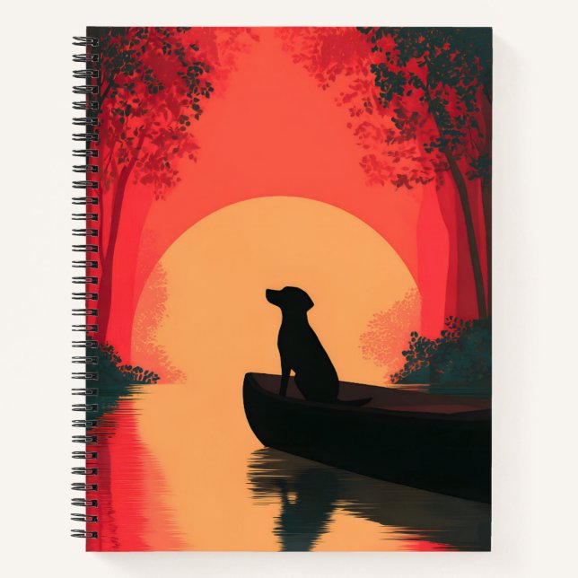 Minimalist Sunset Black Labrador Dog Notebook (Front)