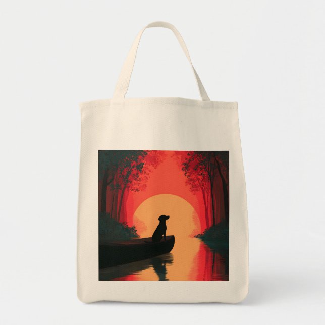 Minimalist Sunset Black Labrador Dog Tote Bag (Front)
