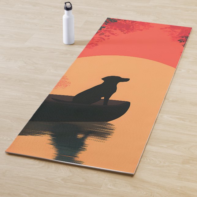 Minimalist Sunset Black Labrador Dog Yoga Mat (In Situ)