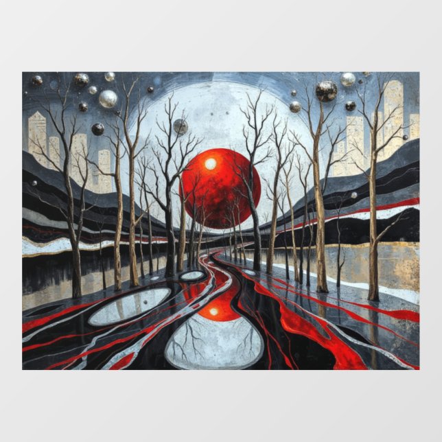 Minimalist Sunset Landscape art Window Cling (Sheet)