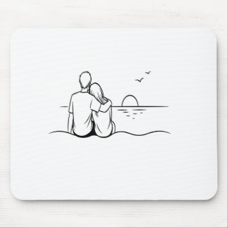 Minimalist Sunset Moment Line Art Mouse Mat