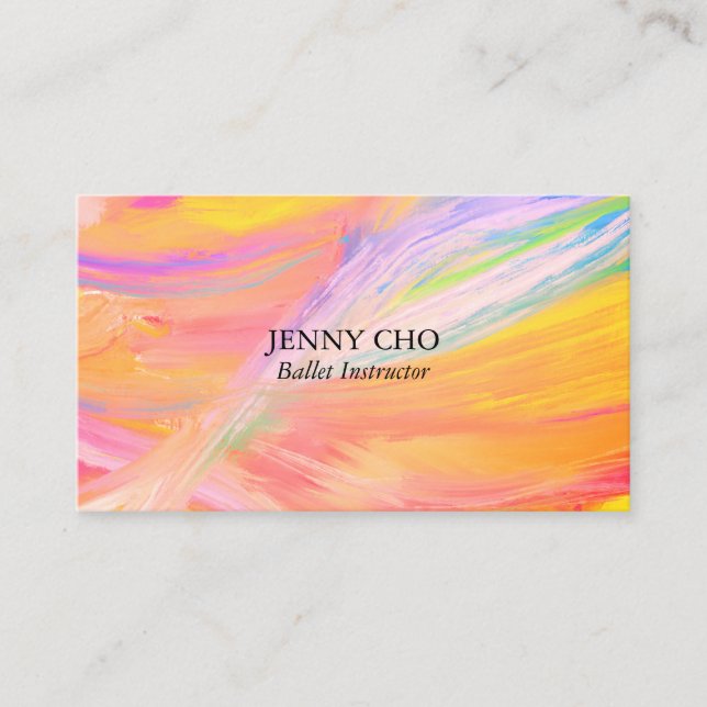 Minimalist sunshine yellow  painting textured business card (Front)