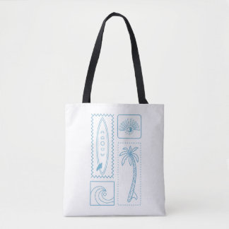 Minimalist Surf Icons Set – Beach, Palm Tree, Wave Tote Bag