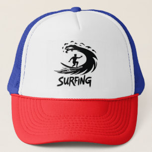 Minimalist Surfer Silhouette Wave Hat