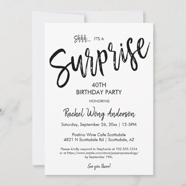 Minimalist Surprise Birthday Retirement Party  Invitation (Front)