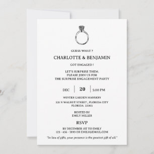 Minimalist Surprise Engagement Party Invitation