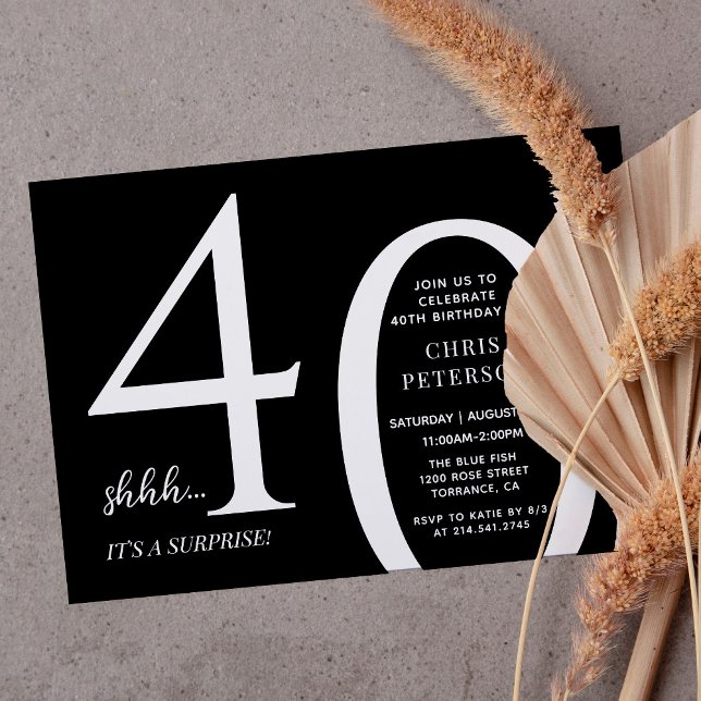 Minimalist Surprise Forty 40th Birthday Party Invitation (Creator Uploaded)