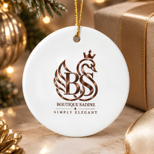 Minimalist Swan Custom Couple Names Keepsake Ceram Ceramic Tree Decoration