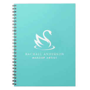 Minimalist Swan Logo on Robin Egg Blue Notebook