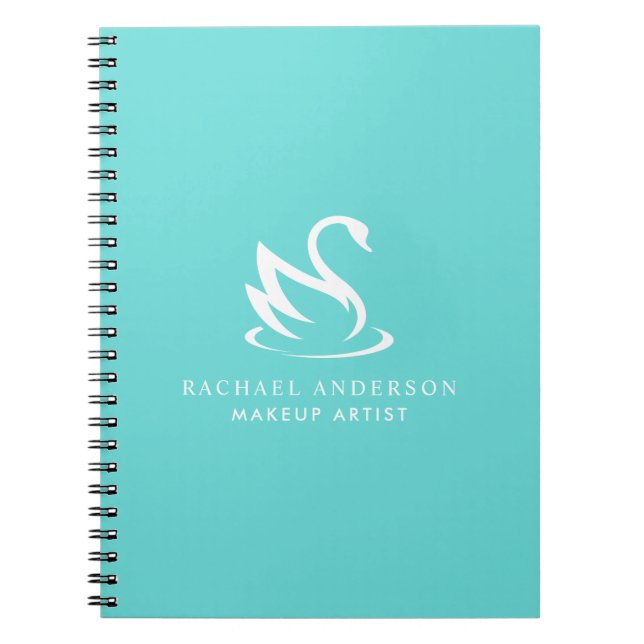 Minimalist Swan Logo on Robin Egg Blue Notebook (Front)