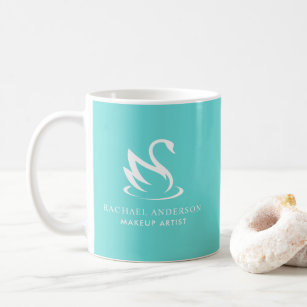 Minimalist Swan Silhouette on Robin Egg Blue Coffee Mug